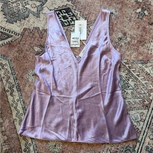 FRAME Lilac Satin V-Neck Top *NWT*